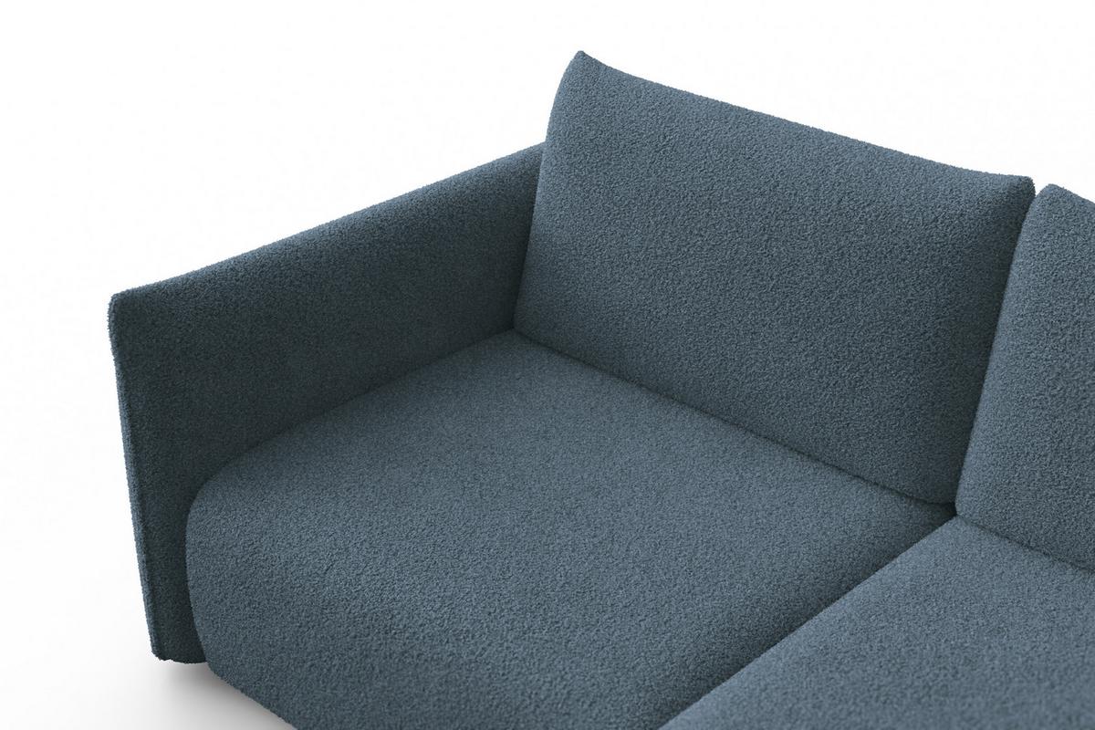 ECKSOFA TAUER 3-Sitzer RECHTS, Bouclé-Stoff blau - Blau/Schwarz, Holz/Textil (206/173cm) - Courtois Laville