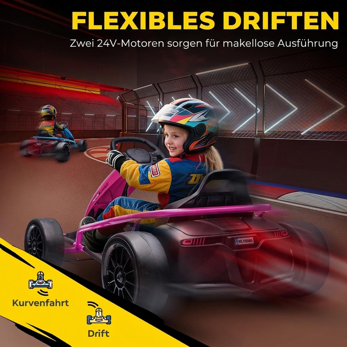 ELEKTRO-GO-KART Kunststoff Metall Rosa - Rosa, Kunststoff (115/77/54cm) - HOMCOM