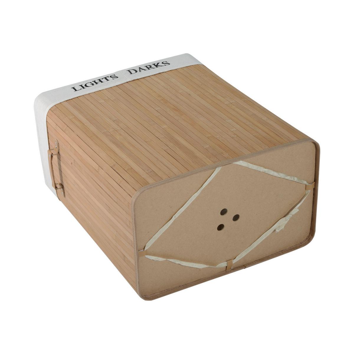 100L Wäschekorb Wäschebox Wäschesammler Wäschesortierer 2 x Fach Bambus - Naturfarben, Naturmaterialien (32/63/52cm) - HOMCOM