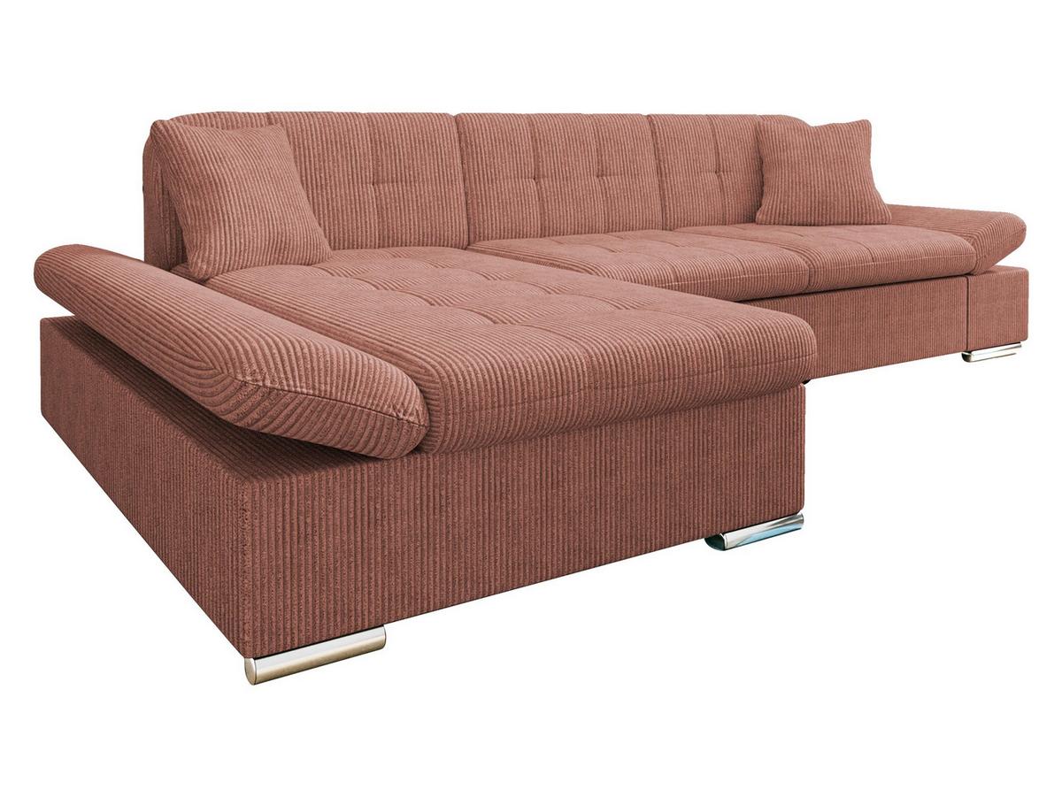 ECKSOFA Montana Cord, Seite: Links - Dunkelrosa, Holz/Textil (278/161cm) - MIRJAN24