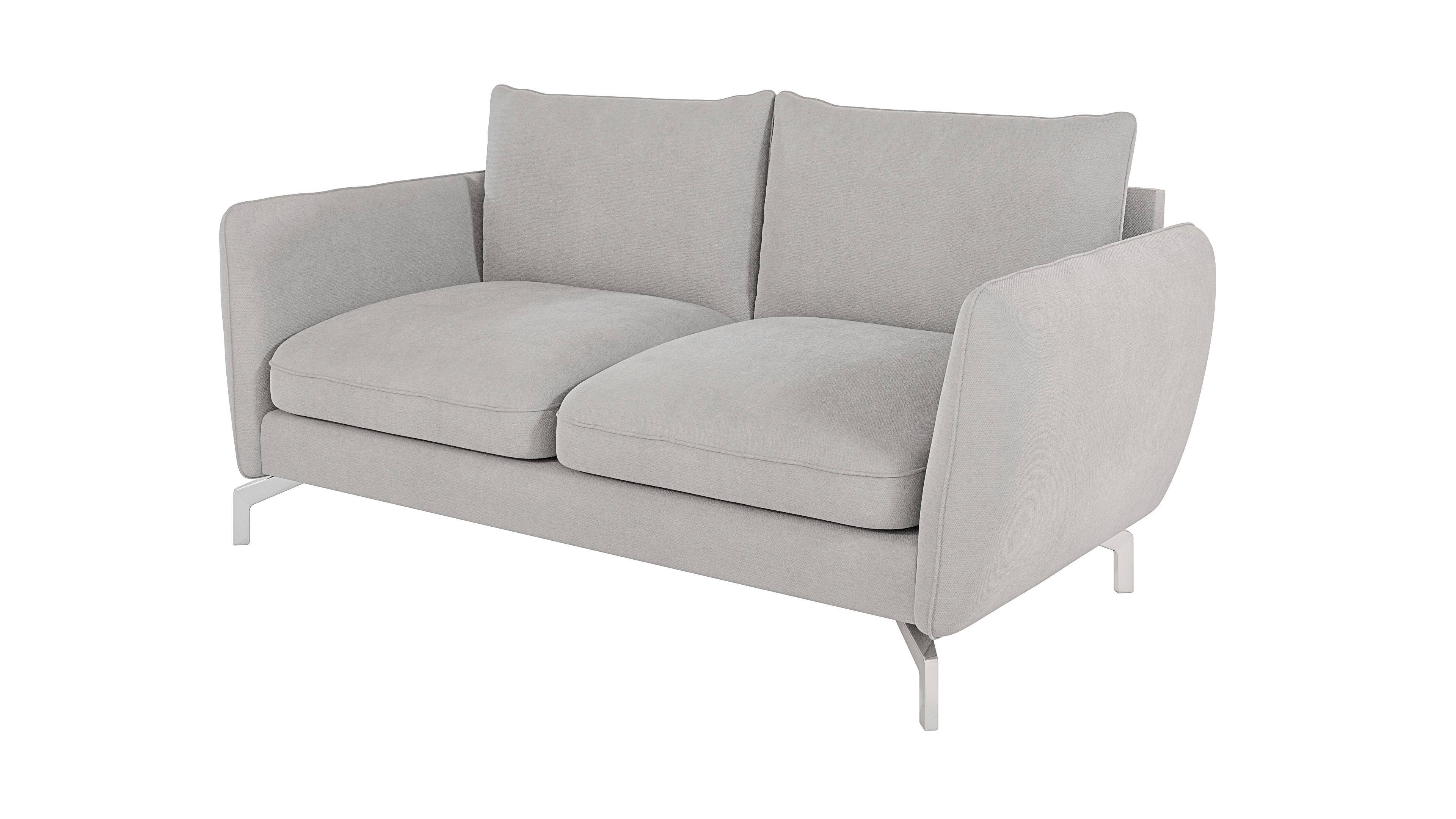 2-SITZER-SOFA Elou Silber Microfaser - Chromfarben/Silberfarben, Holz/Textil (172/87/92cm) - S-Style Möbel