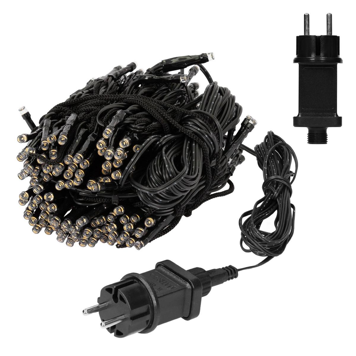 FAHNENMAST LICHTERKETTE 6 Stränge-2,08m 192LED Warmweiß Schwarz Aussen - Schwarz, Kunststoff (208cm) - ECD-Germany
