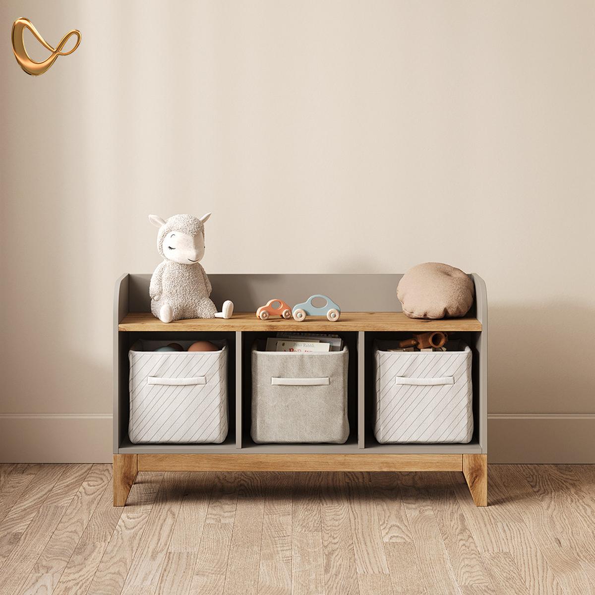 KINDERSITZBANK Mailo Cashmere/Artisan 107.2 x 63.8 cm XL mit 3 Schubladen - Kaschmir/Eiche Artisan, Holzwerkstoff (107.2/63.8/30.6cm) - Livinity®