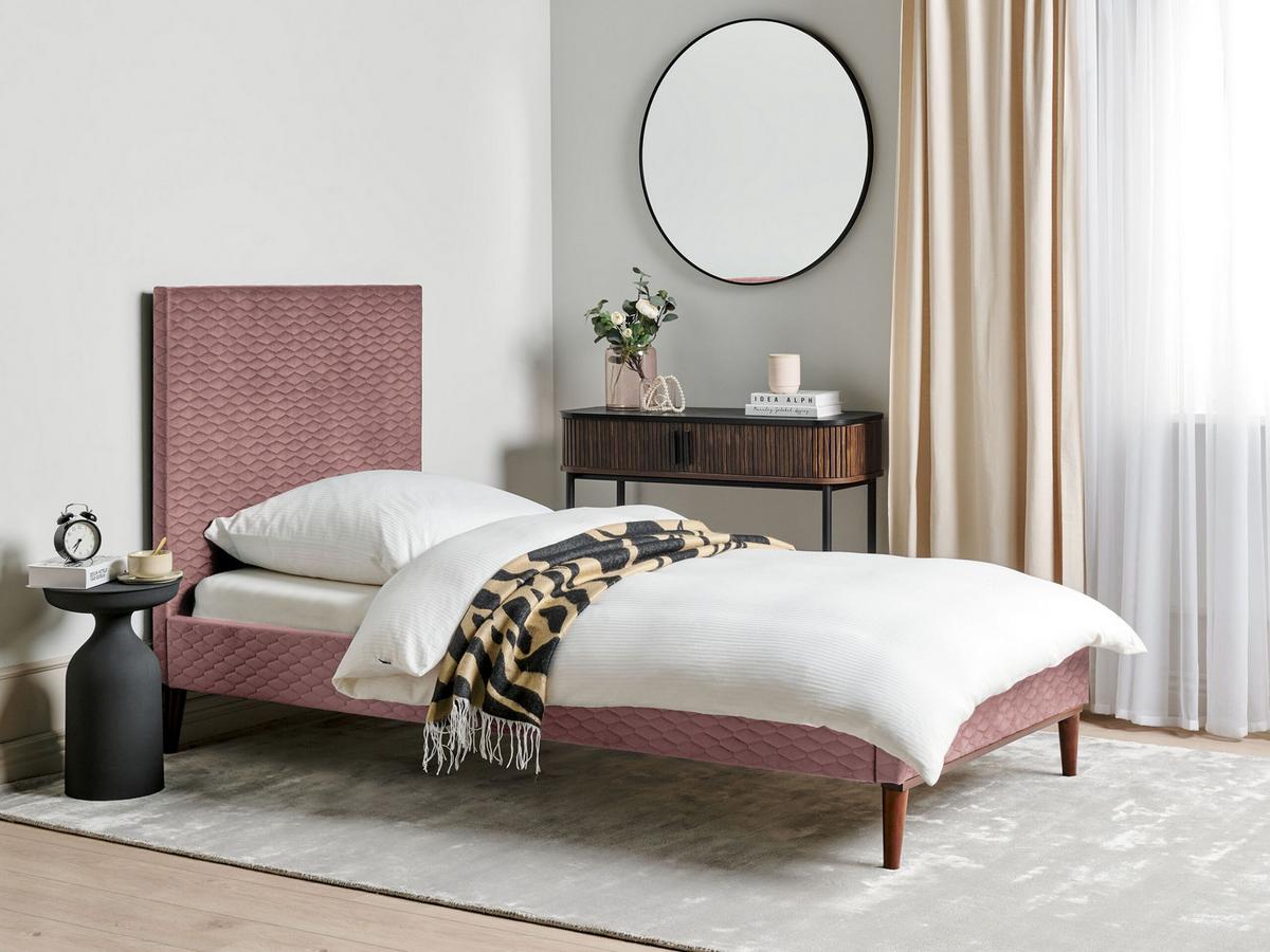 POLSTERBETT mit Lattenrost 90x200 cm Rosa Bayonne - Pink, Textil (90/200cm) - Beliani