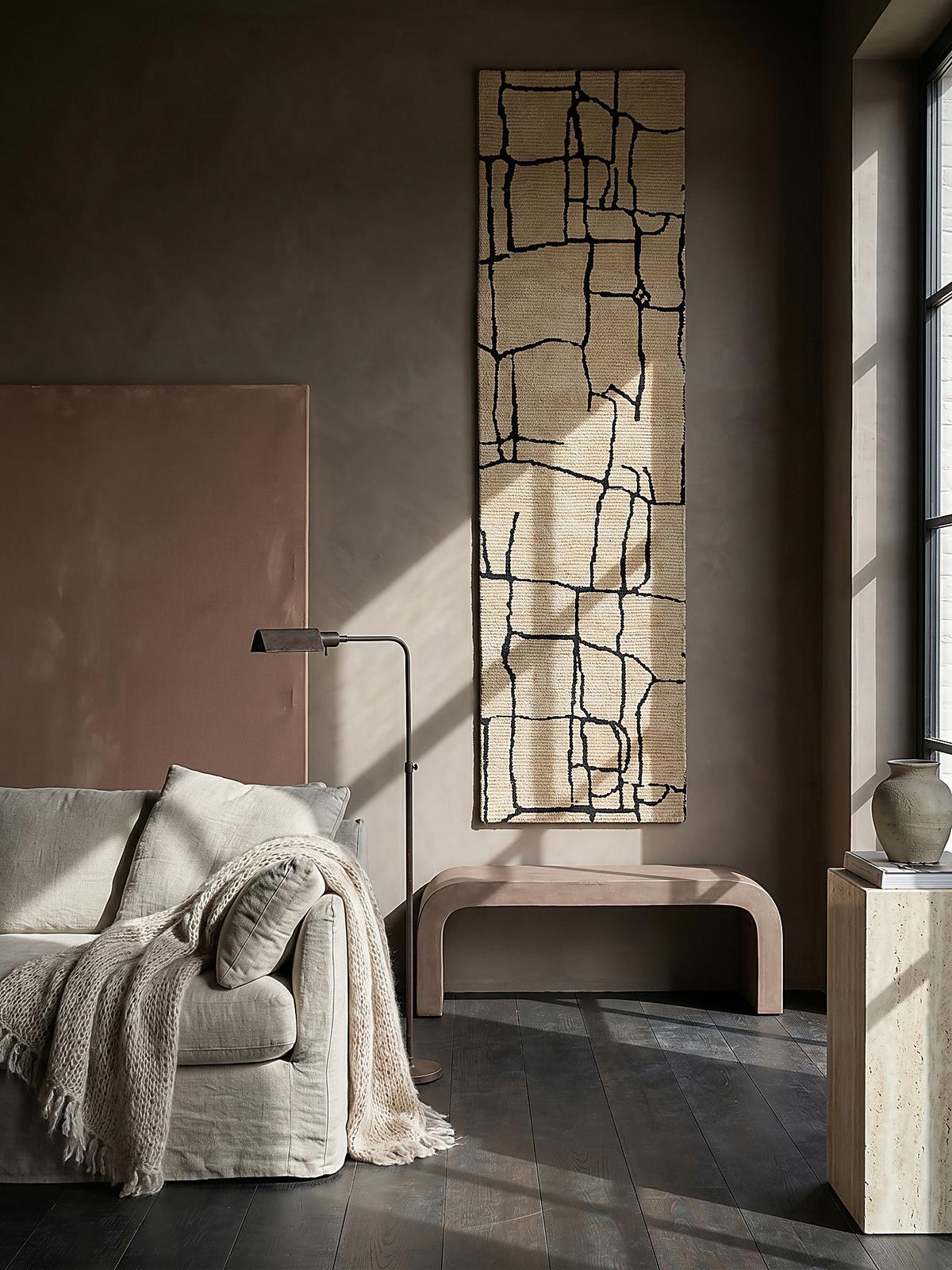 TEPPICH ARLEN, abstrakt, Creme-Schwarz, 80 x 300 cm - Beige, Textil (300/80cm) - KADIMA DESIGN