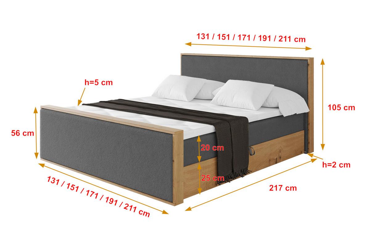 BOXBETT LOLLI9 -Z 120x200 - H3 Dunkelgrau - Graphitfarben, Holzwerkstoff (120/200cm) - ALTDECOR