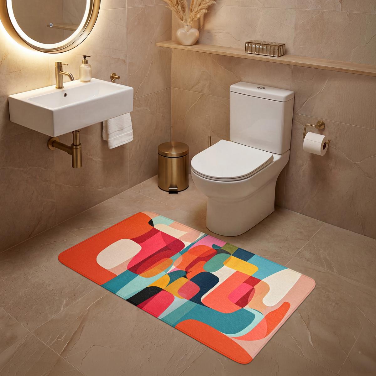 WC-VORLEGER Formen - Bunt - Abstrakt - Flugzeuge WC Teppich 120x60 cm - Multicolor, Textil (120/1cm) - OnlyWow