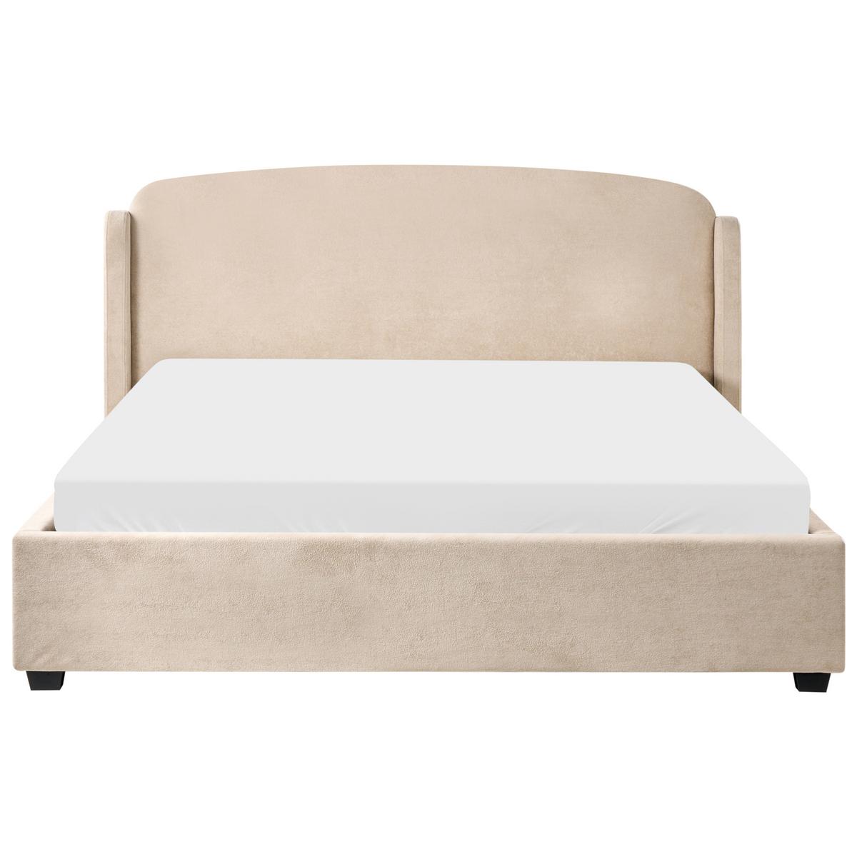BETT mit Stauraum 180/200 cm Stoff Taupe Bernay - Taupe, Textil (180/200cm) - Beliani
