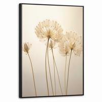 LEINWAND Bilder mit Rahmen - Sonnenlicht - Löwenzahn - Botanisch - Blumen - 50x70 - Creme, Textil (50/70cm) - MuchoWow
