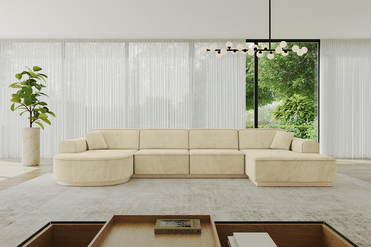 WOHNLANDSCHAFT ARRIO-U2 303x171x83 cm Taupe - Taupe, Holzwerkstoff/Textil (388/83/171cm) - ALTDECOR
