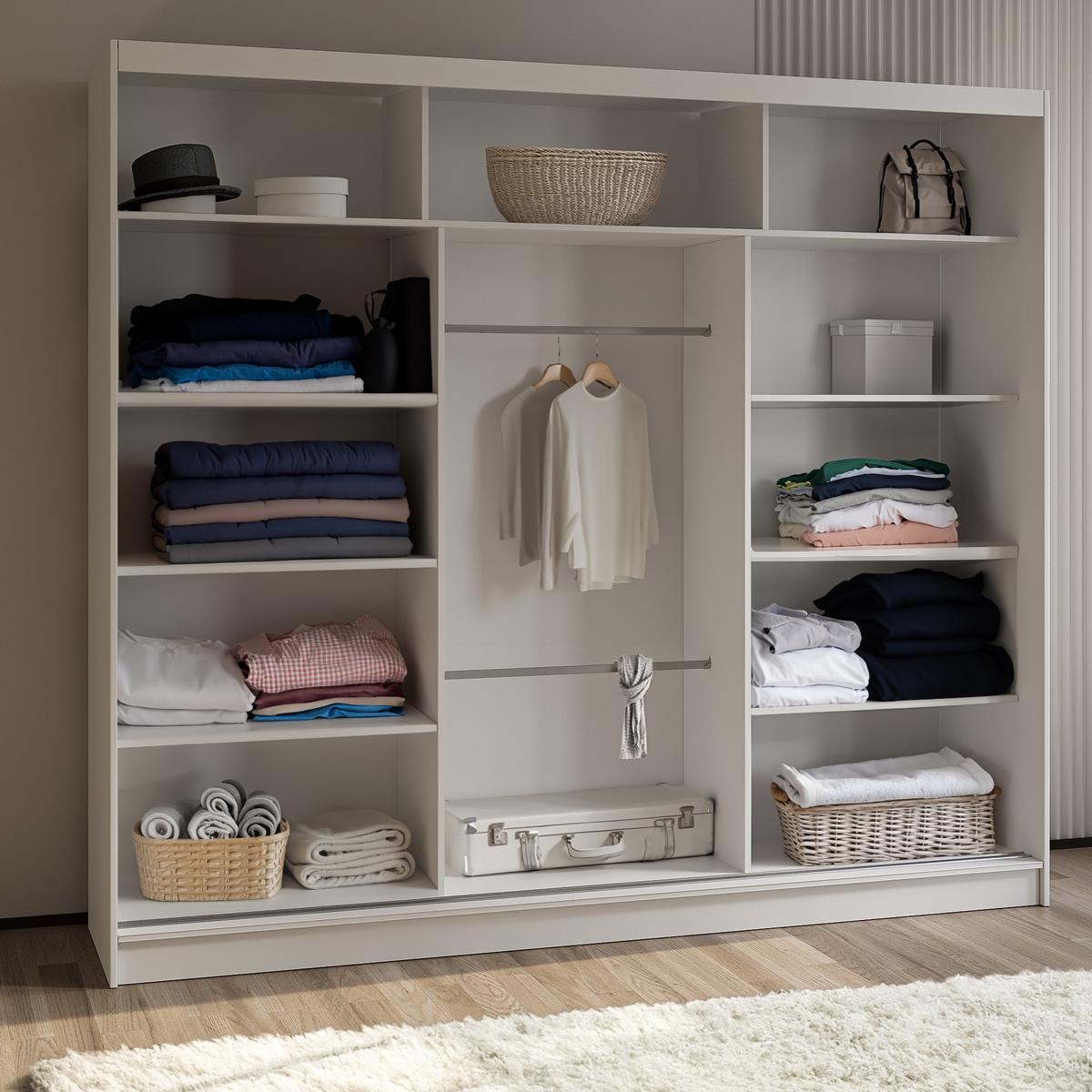 SCHWEBETÜRENSCHRANK GRAZIA 240/216/61 cm 3-türig mit Spiegel Eiche Artisan - Eiche Artisan, Holzwerkstoff (240/216/61cm) - MASSENO