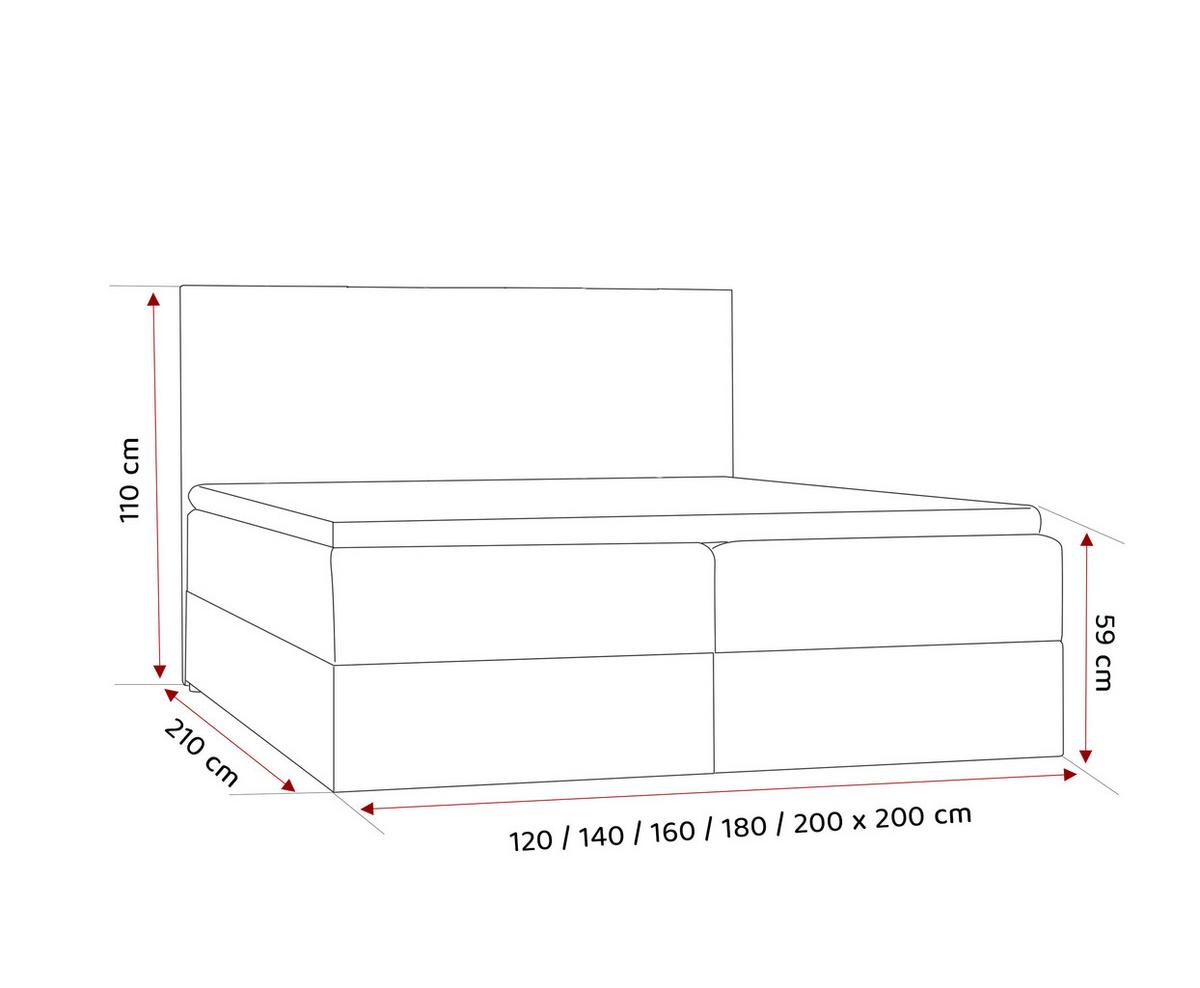BOXBETT 200x200 cm mit Topper - Hellgrau, Holzwerkstoff/Textil (200/200cm) - Idohome