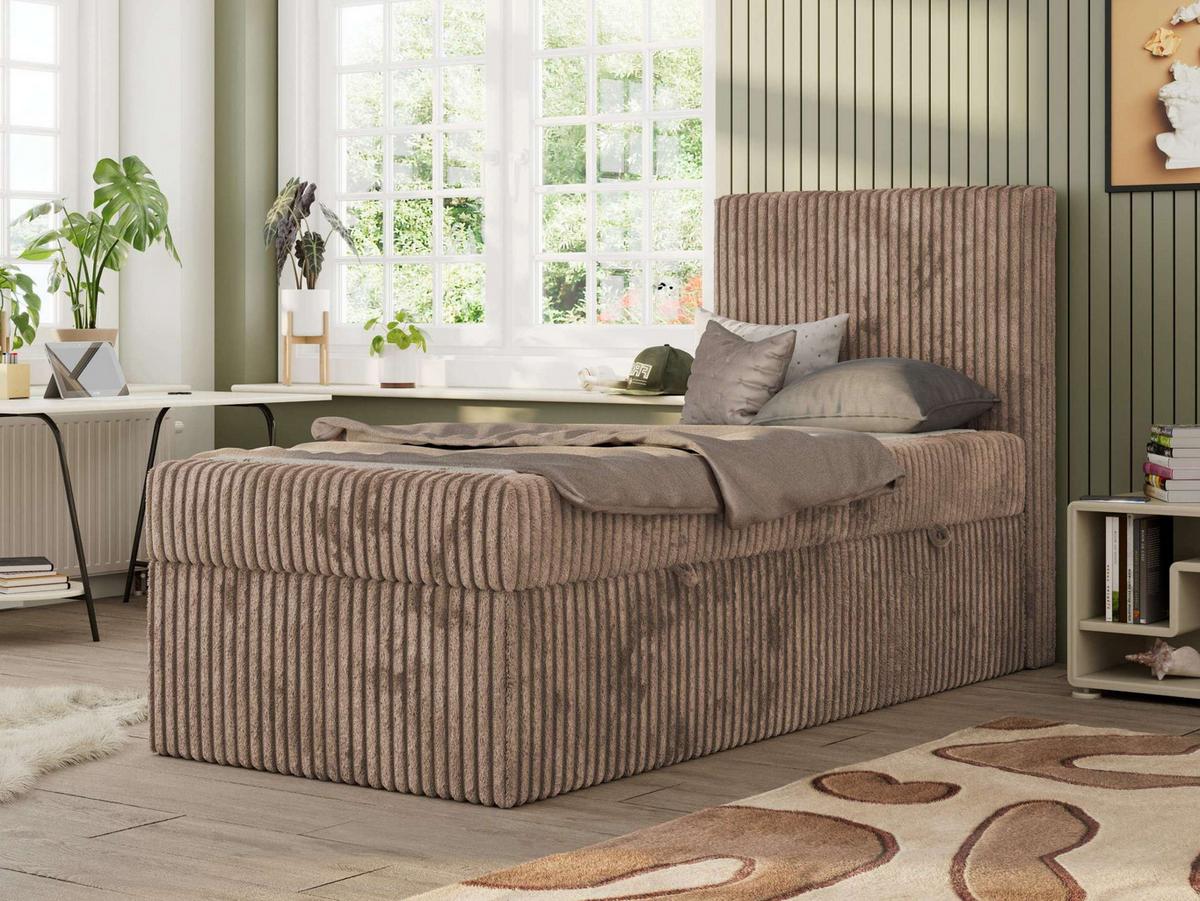 JUGENDBETT TILIO 90/200 - Braun - H4 - Rechts Seite - Braun, Textil (200/90cm) - MKS