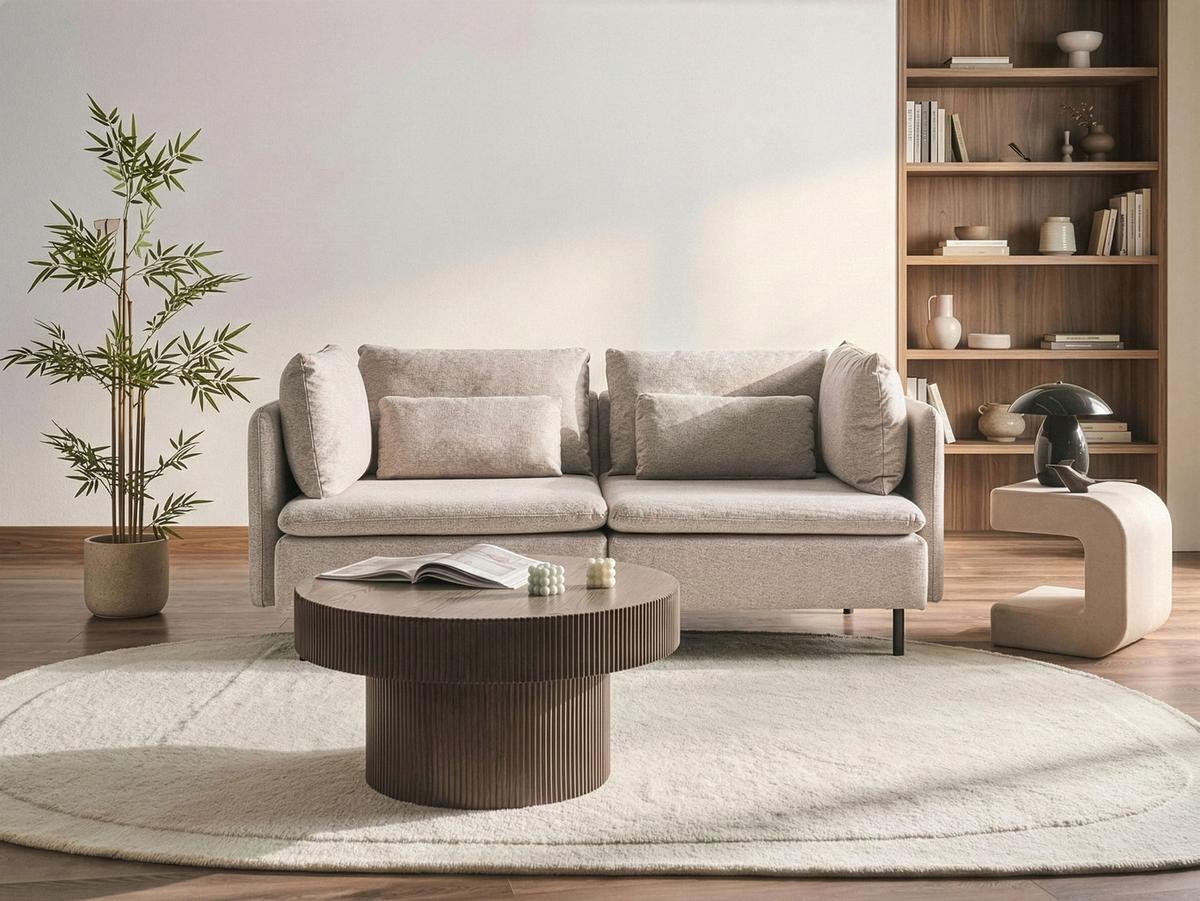 MODULSOFA 2-Sitzer Beige Stoff Egeris - Beige, Textil (172/80/94cm) - Beliani
