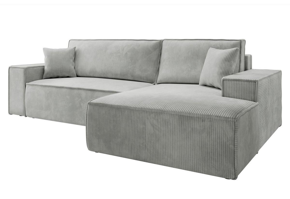 ECKSOFA Farese Hellgrau Cordbezug - Hellgrau/Schwarz, Kunststoff/Textil (267/167cm) - Selsey