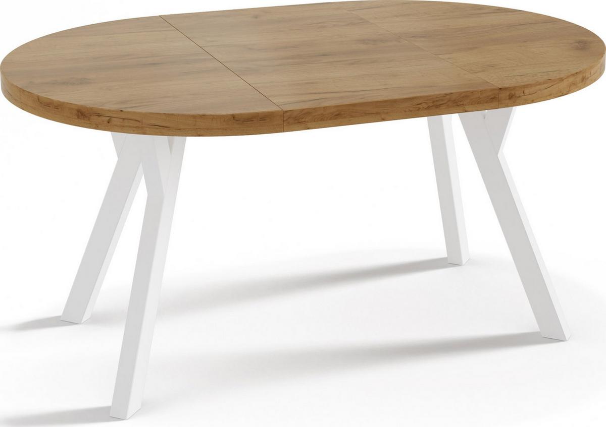 ESSTISCH Twixy runder ausziehbarer, Wotan Eiche 100-150/100/76 cm - Eiche Wotan/Weiß, Holz/Holzwerkstoff (100/150/76cm) - WFL GROUP