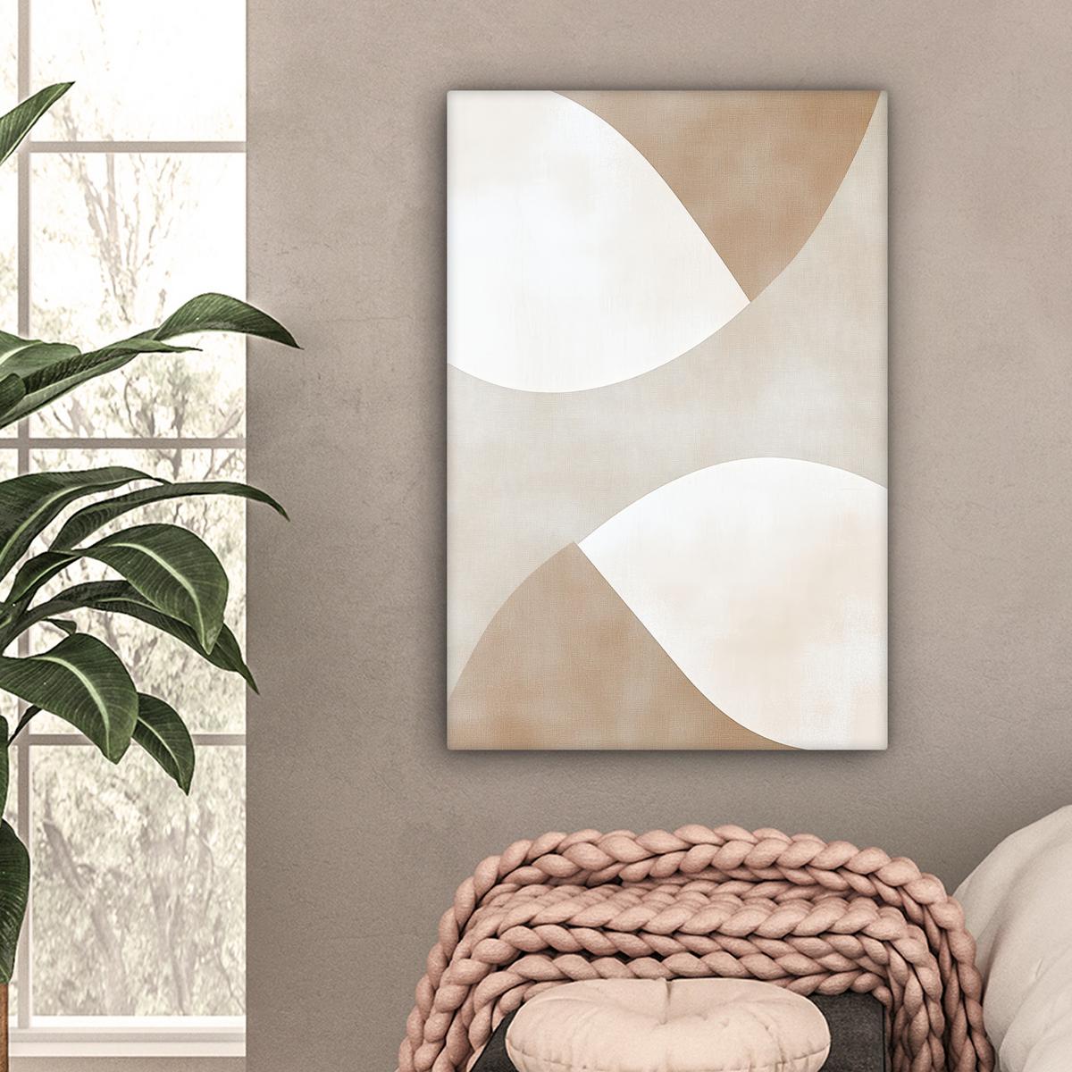 LEINWANDBILD Braun - Japandi - Abstrakt Wanddeko 40x60 cm - Sandfarben, Textil (40/60cm) - MuchoWow