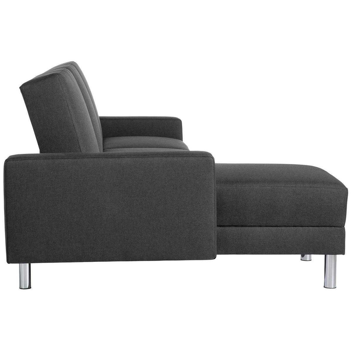 FUNKTIONSSOFA mit Hocker Katryna Flachgewebe graphit - Graphitfarben, Kunststoff (144/92/230cm) - 58aufmkessel