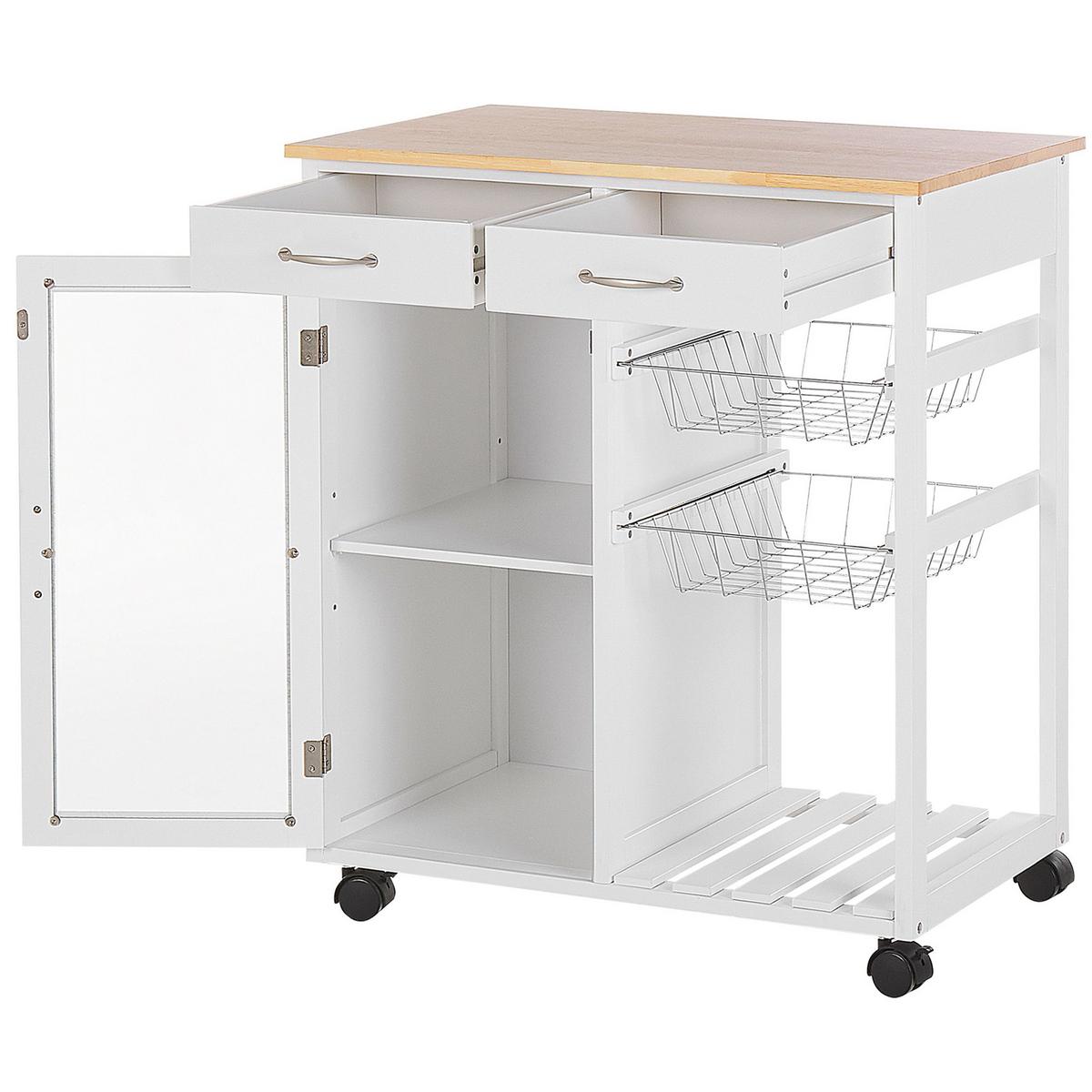 SERVIERWAGEN Weiß Boves - Weiß/Braun, Holzwerkstoff/Kunststoff (76/88/48cm) - Beliani
