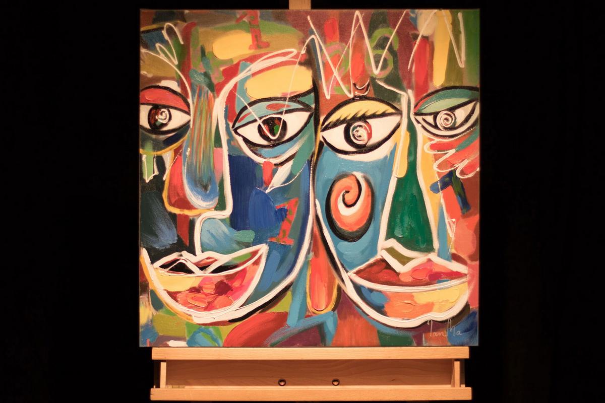 ACRYLBILD HANDGEMALT 60/60 cm - Weiß, Holz/Textil (60/60cm) - KUNSTLOFT