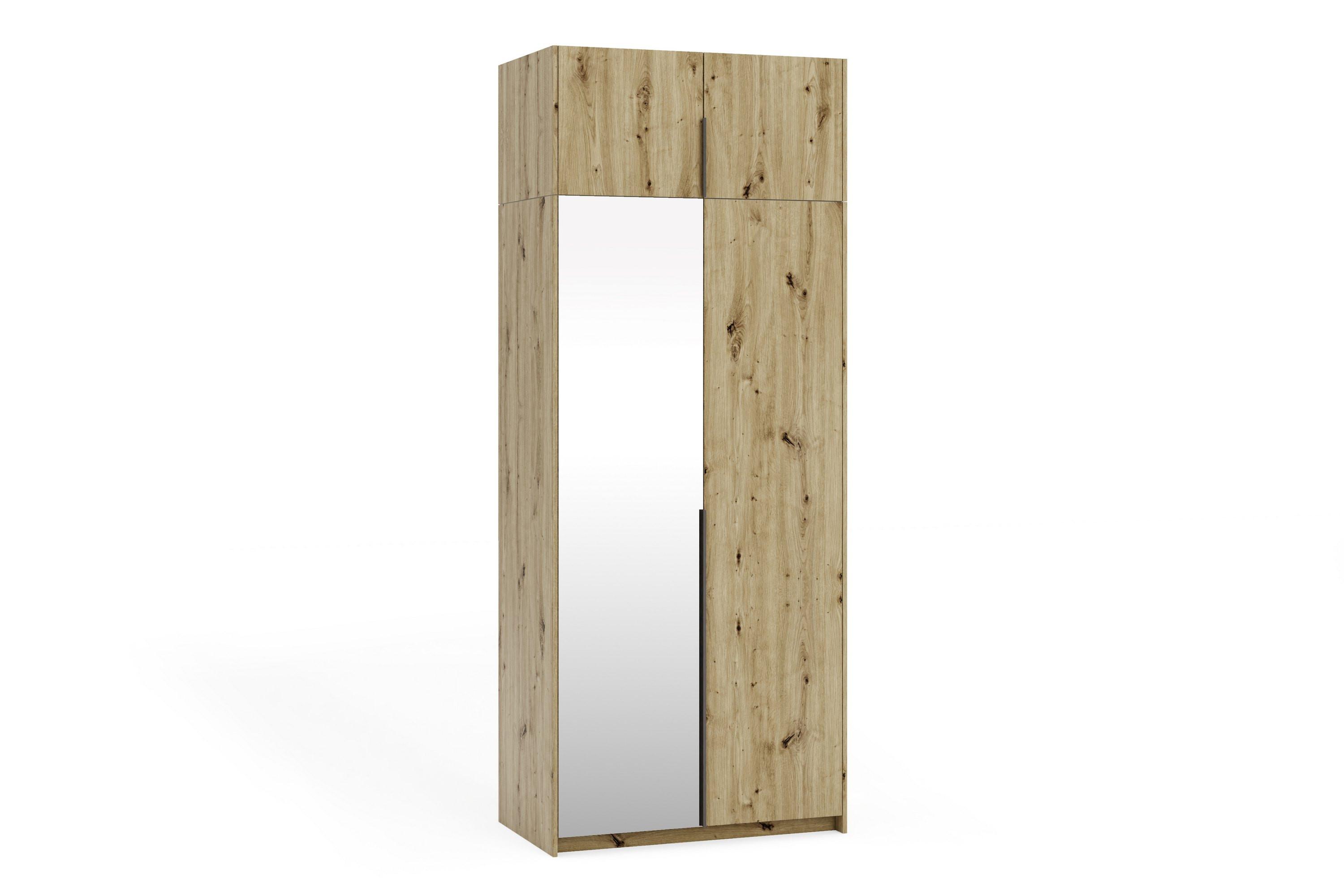 DREHTÜRENSCHRANK THALIA 100/250/58cm 2-türig mit Spiegel Eiche Artisan - Eiche Artisan, Holzwerkstoff (100/250/58cm) - MASSENO