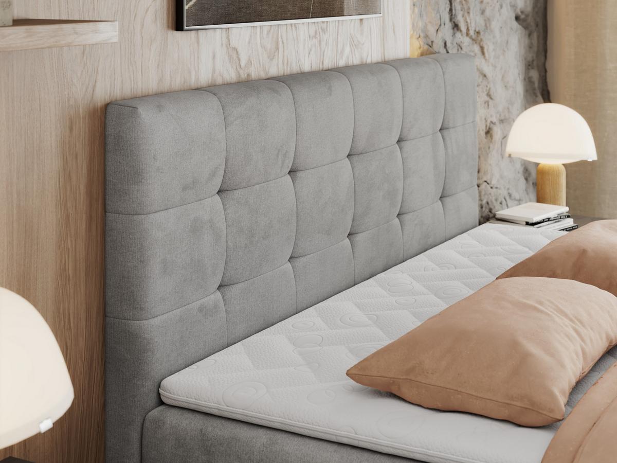 BOXBETT CENTO 140/200 Hellgrau Velvet - H3 - Hellgrau, Holz/Textil (140/200cm) - MKS
