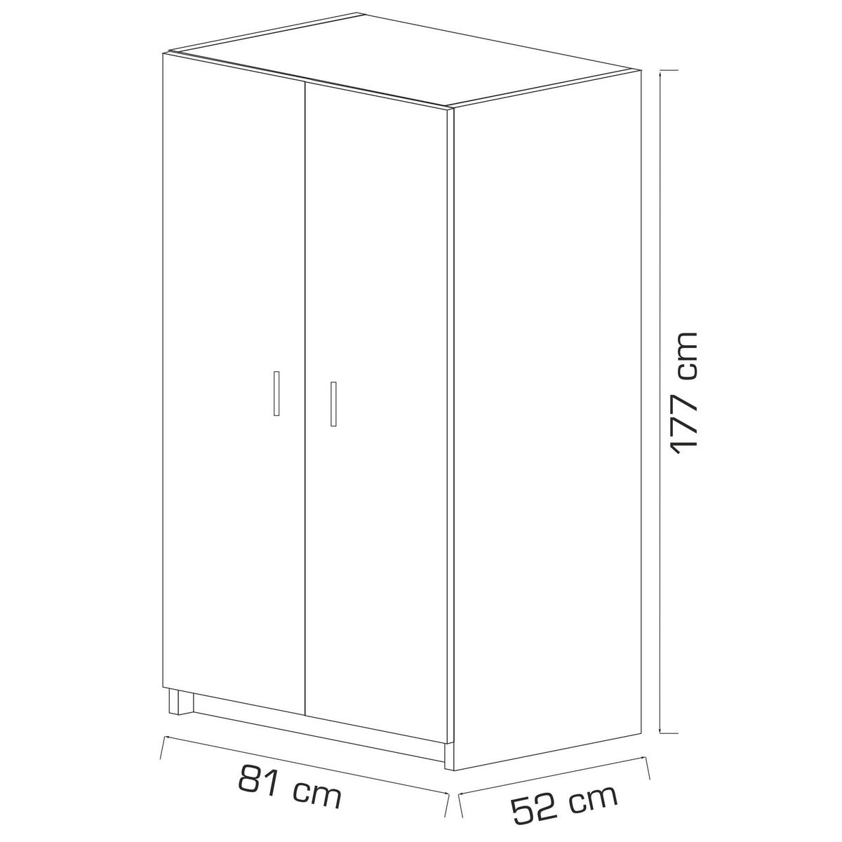 DREHTÜRENSCHRANK PINELLO 81/177/52cm 2-türig Weiß - Weiß, Holzwerkstoff (81/177/52cm) - MASSENO