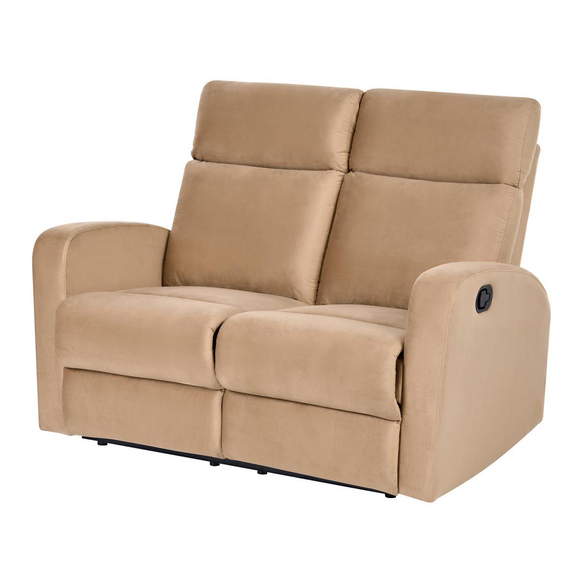 SOFA manuell verstellbar 2-Sitzer Samtstoff Hellbraun Verdal - Hellbraun/Braun, Textil (133/100/73cm) - Beliani
