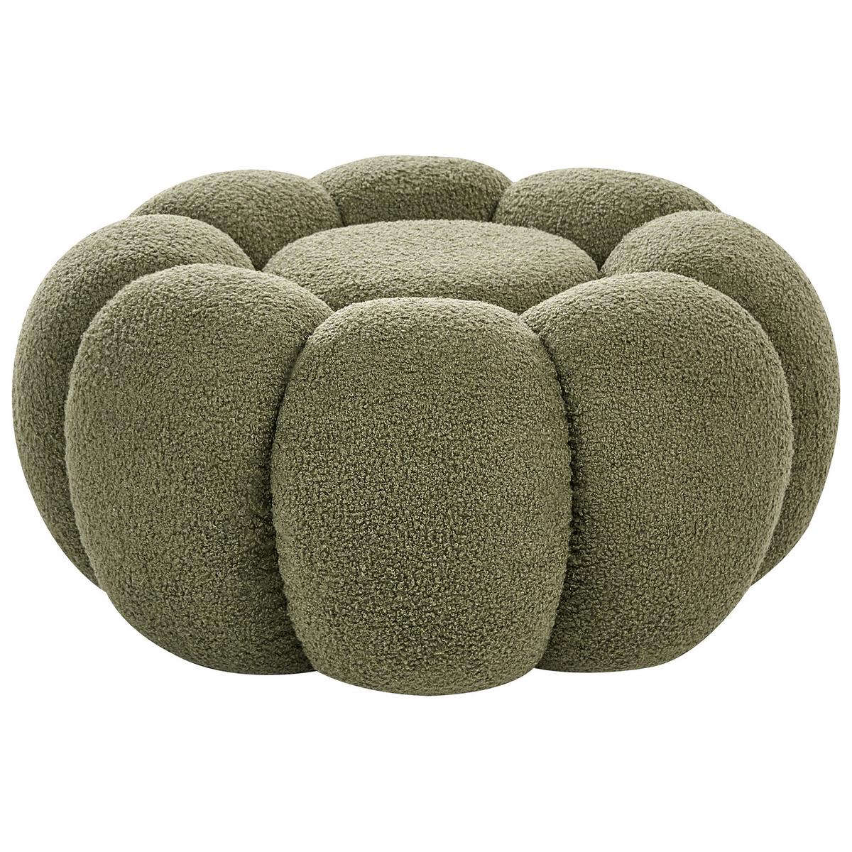 POUF Bouclé Grün Beaufort - Hellbraun, Textil (60/27/60cm) - Beliani