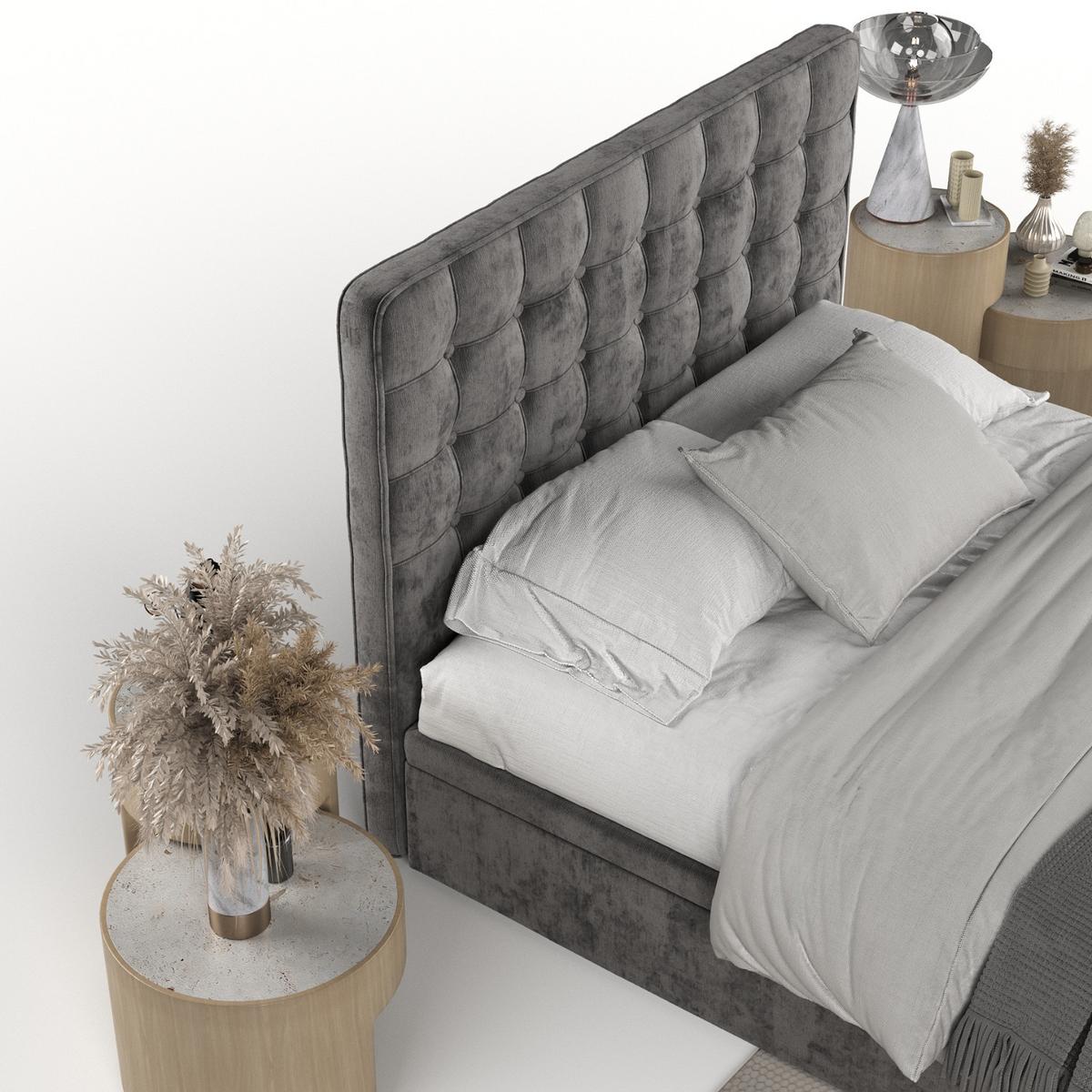 POLSTERBETT Celestia mit Stauraum 120/200 cm Stahl im Lotta Stoff - Graphitfarben/Schwarz, Holz/Holzwerkstoff (120/200cm) - AltaBeds
