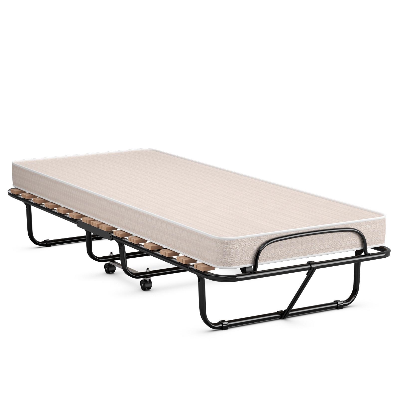 GASTEBETT Beige - Beige, Metall - COSTWAY