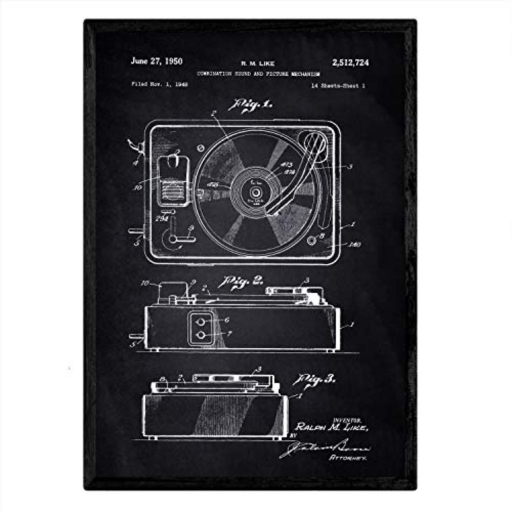 POSTER Ton & Bild Patent 3 A3 Rahmenlos - Schwarz, Papier (29.7/5/42cm) - Nacnic