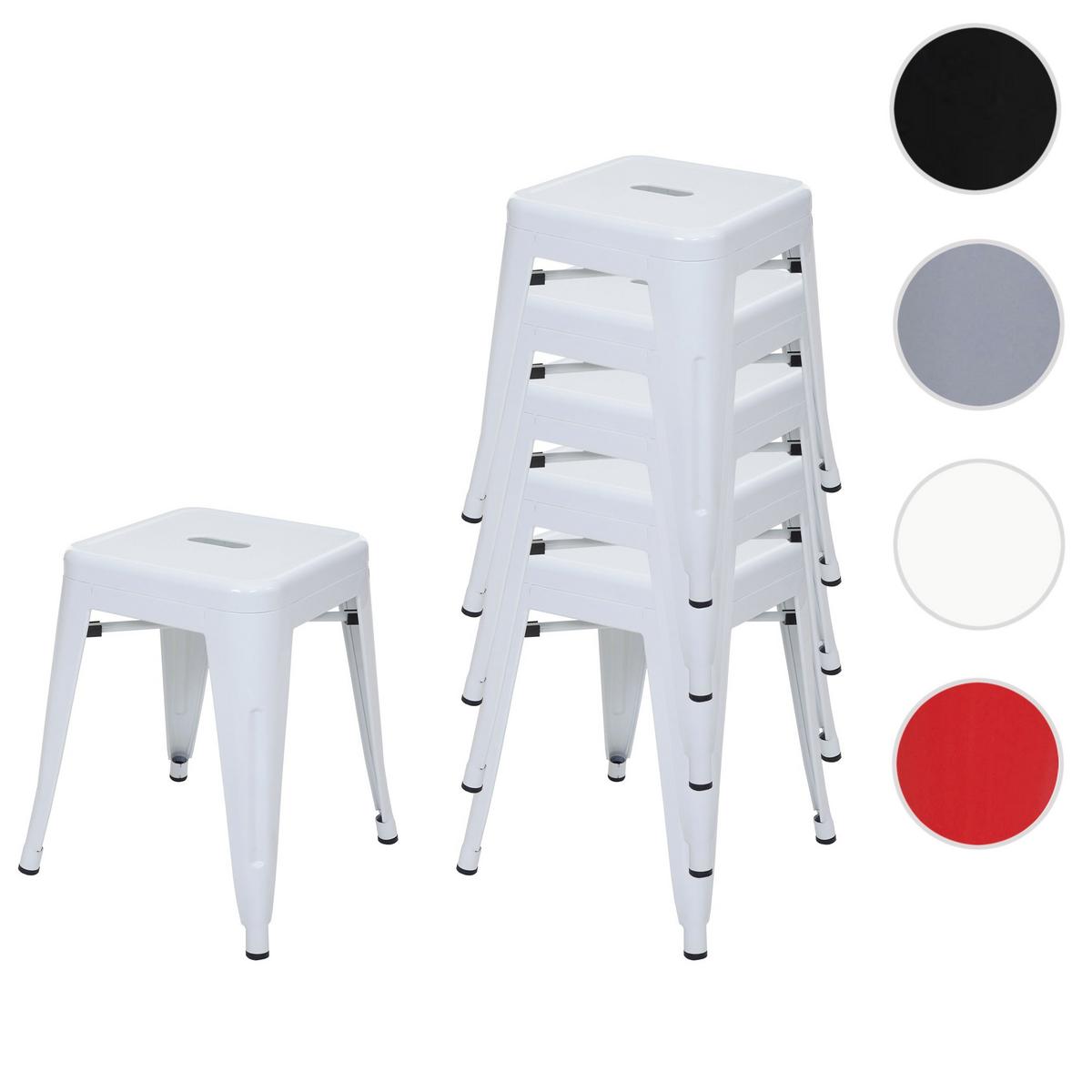 HOCKER METALL Reinweiß 6er-Set - Weiß, Metall (39/46/39cm) - MCW