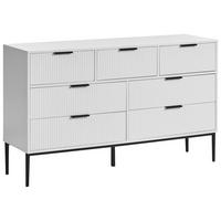 KOMMODE mit 7 Schubladen Weiß Leduc - Schwarz/Weiß, Holzwerkstoff (135/80/40cm) - Beliani