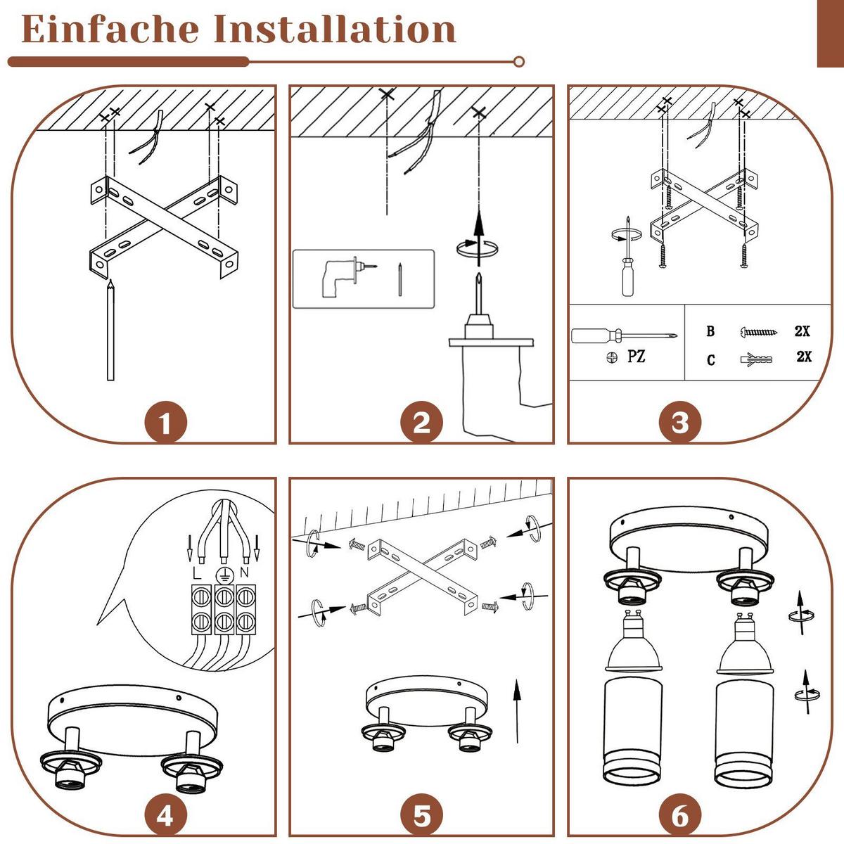 DECKENSTRAHLER Heilbronn 2-flammig 20/20/17 cm - Weiß, Metall (20/20/17cm) - Nettlife