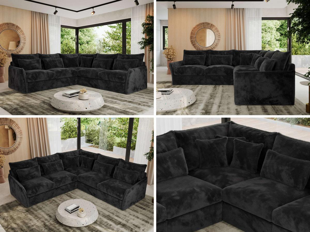 ECKSOFA VERSO L Dunkelgrau Plüsch - Dunkelgrau/Schwarz, Kunststoff/Textil (270/270cm) - MKS