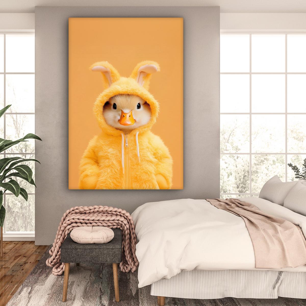 LEINWANDBILD Osterhase - Kostüm - Ente Deko Groß 90x140 cm - Gelb, Textil (90/140cm) - MuchoWow