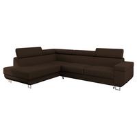 ECKSOFA Fonti Cord, Seite: Links - Braun, Holz/Textil (253/188cm) - MIRJAN24