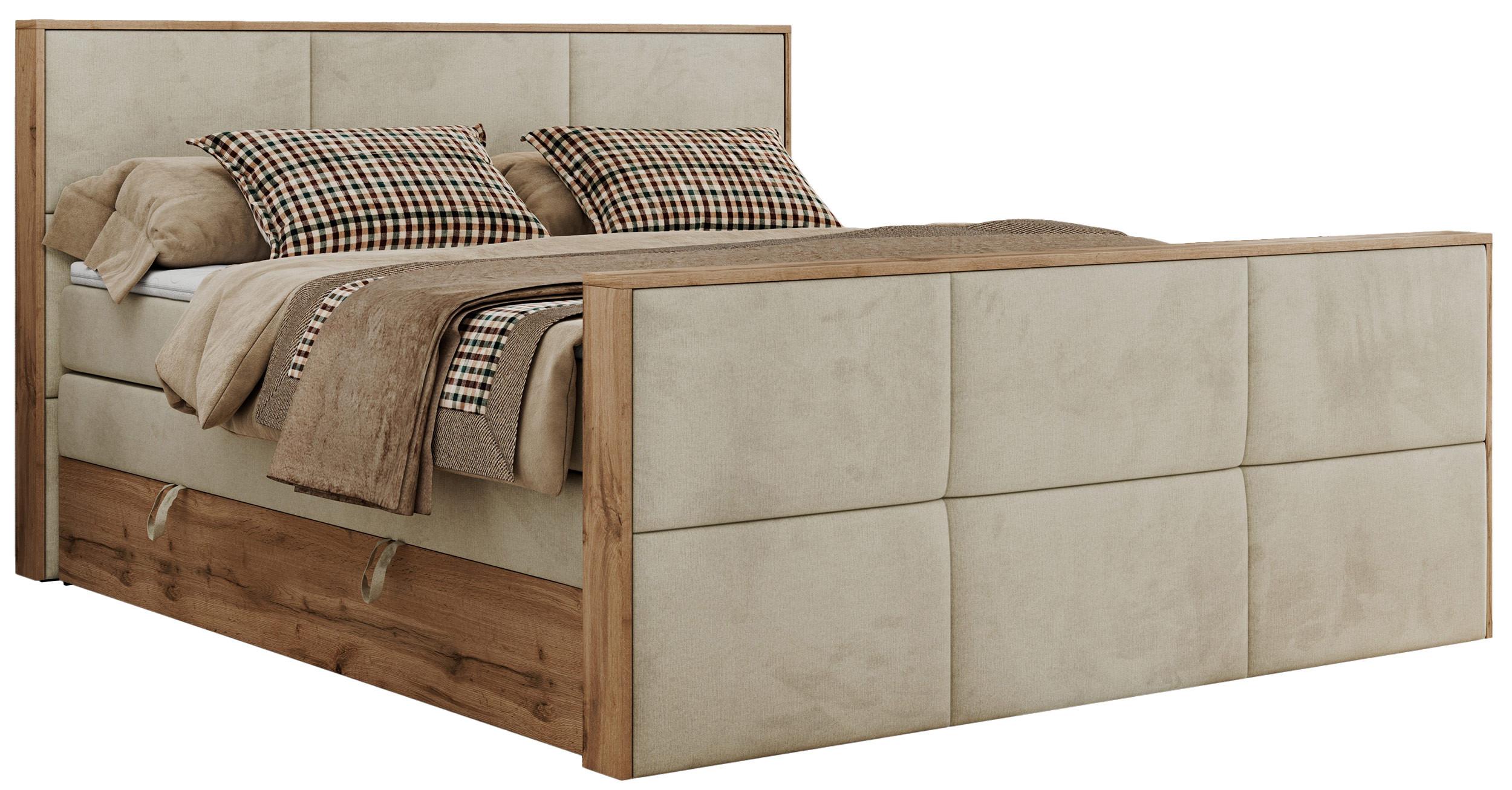 BOXSPRINGBETT ALBERO 2 KING DUO 120/200 Beige Velvet - H4 - Beige, Holz/Textil (120/200cm) - MKS
