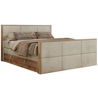 BOXSPRINGBETT ALBERO 2 KING DUO 120/200 Beige Velvet - H3 - Beige, Holz/Textil (120/200cm) - MKS
