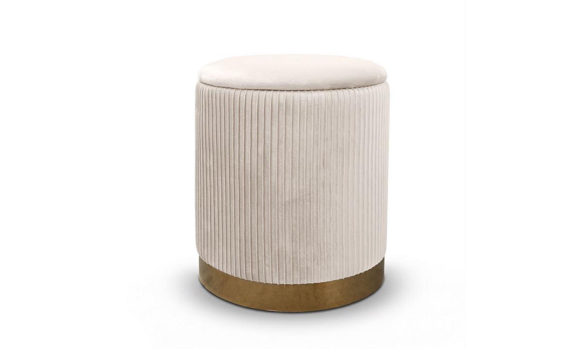 HOCKER-SET GEMINI 37/37/42 cm Beige - Beige/Goldfarben, Textil/Metall (37/42/37cm) - Lookway