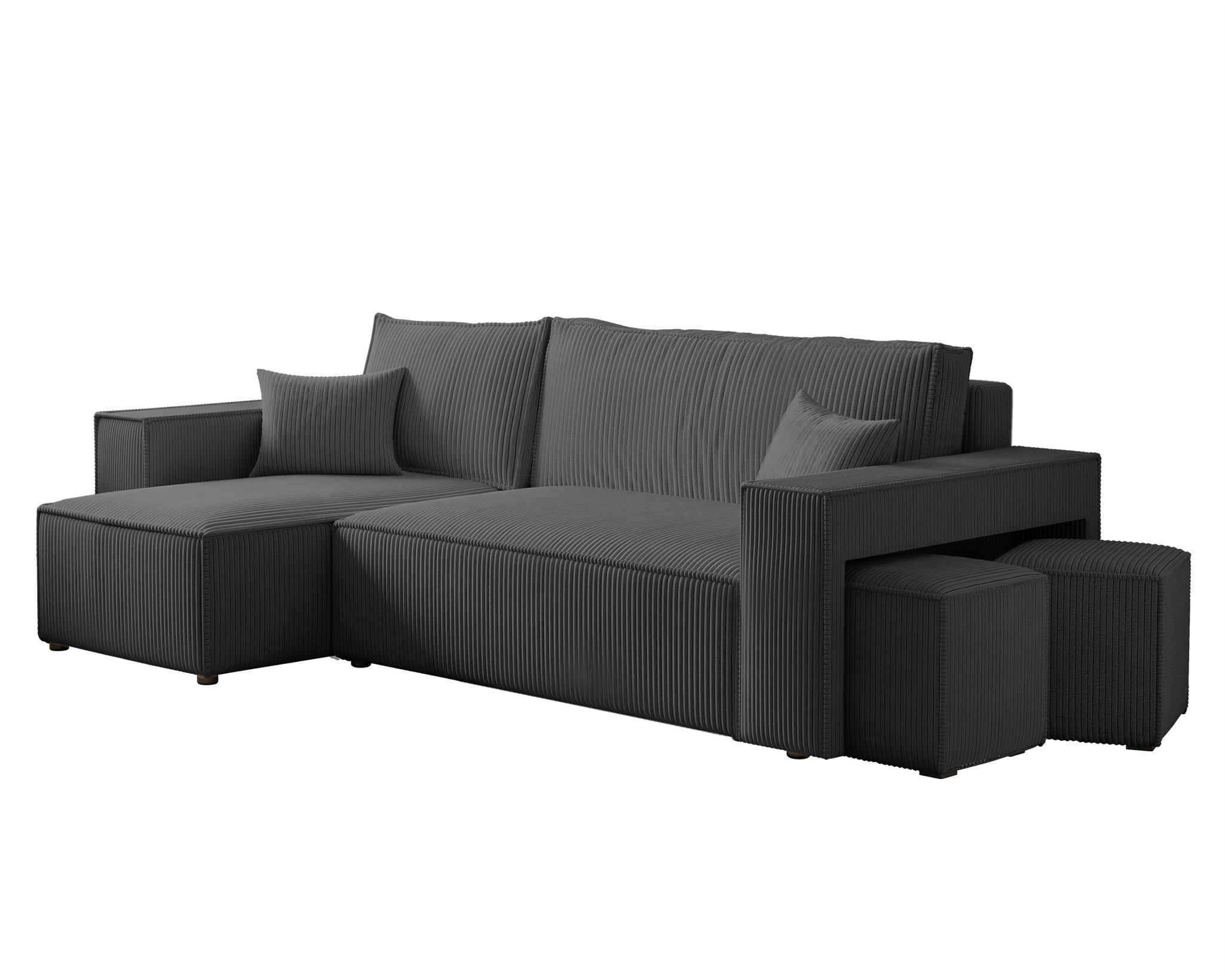 ECKSOFA Adara Inkl. Hocker - Schwarz, Holzwerkstoff/Textil (262/145cm) - Fun Möbel
