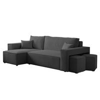 ECKSOFA Adara Inkl. Hocker - Schwarz, Holzwerkstoff/Textil (262/145cm) - Fun Möbel