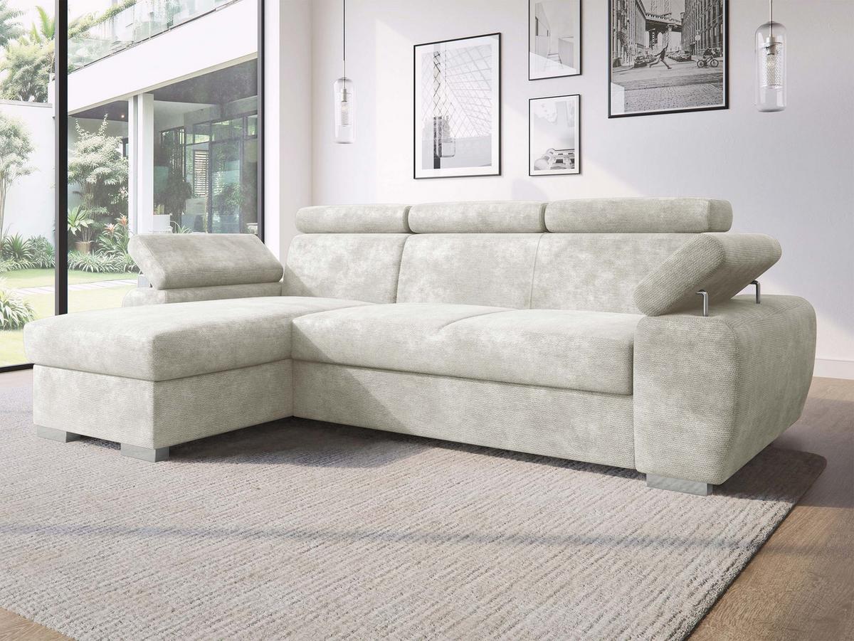 ECKSOFA Plaza L - Silberfarben/Creme, Holz/Kunststoff (255/170cm) - MIRJAN24