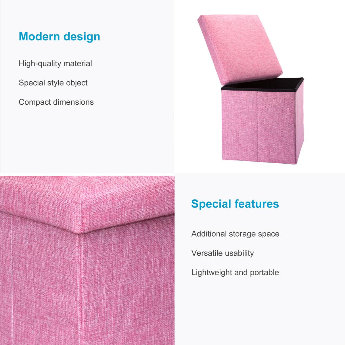 SITZHOCKER Faltbar 30/30/30 cm (Pink) - Pink, Textil (30/30/30cm) - Intirilife
