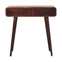 KONSELENTISCH mit 2 schubladen, Nordische Beine, Braun - Kastanienfarben/Messingfarben, Holz/Metall (35/80/78cm) - Artisan Furniture