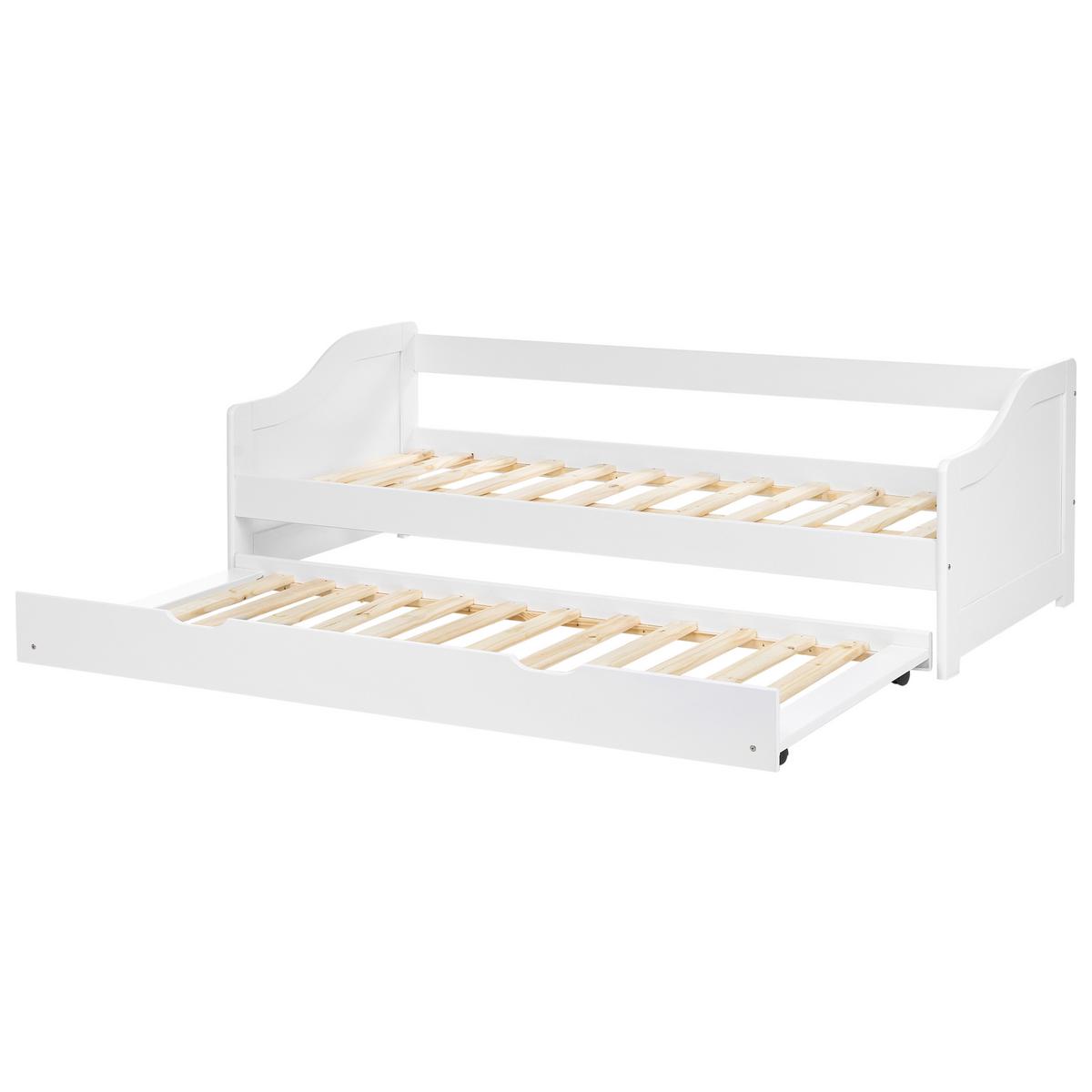 AUSZIEHBETT 90/200 cm Weiß Luneray - Weiß, Holz (90/200cm) - Beliani