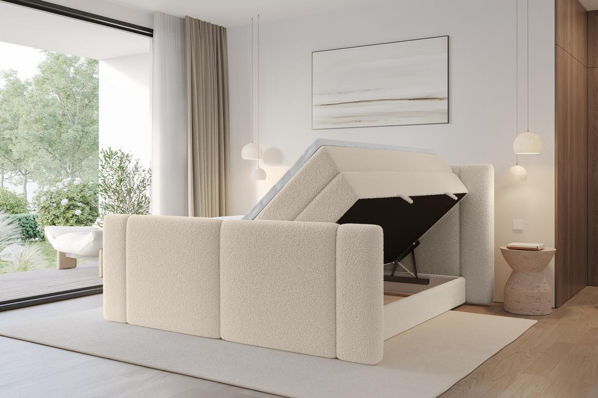 BOXSPRINGBETT mit Matratze H3/H4 - EVON KING Zanozek - 180x200 cm Dunkelbeige - Cappuccino, Holzwerkstoff (180/200cm) - ALTDECOR