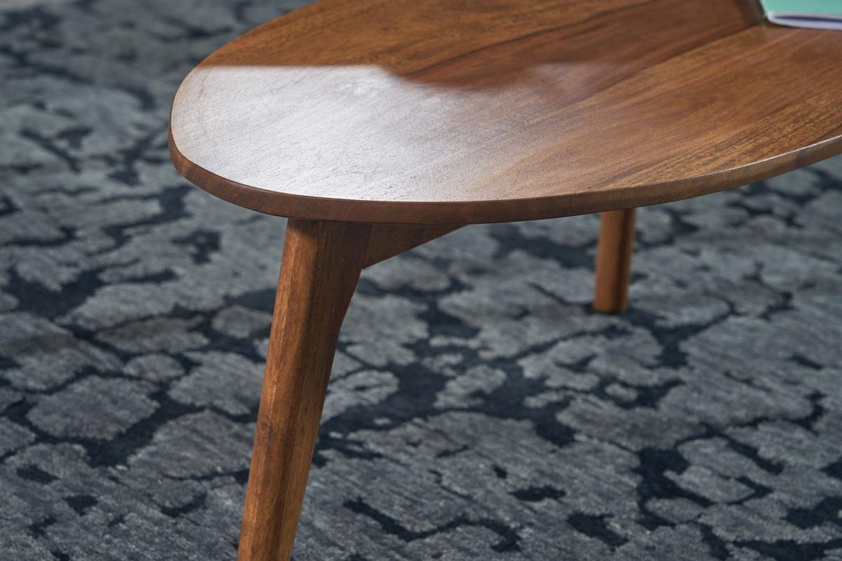COUCHTISCH 2er Set Massivholz Nierenform Retro Handgefertigt, Braun 100x50x42 cm - Braun, Holz (50/100/42cm) - KADIMA DESIGN