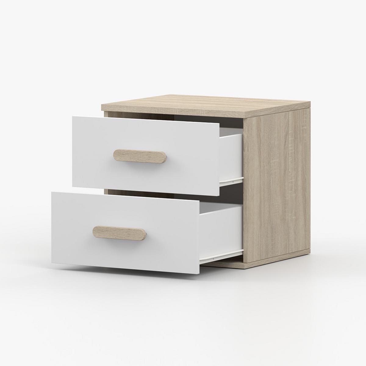NACHTTISCH JONAS III 22, 55/51/44, 2 Schubladen, Sonoma-Eiche - Sonoma Eiche, Holzwerkstoff (55/44/51cm) - imoebel24